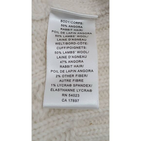 Banana republic womens large soft wool angora cable knit sweater cream ivory - Picture 7 of 7